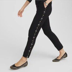NWT Chico's Zenergy® Luxe Cashmere Blend Grommet Embellished Ankle Pants Size 1R